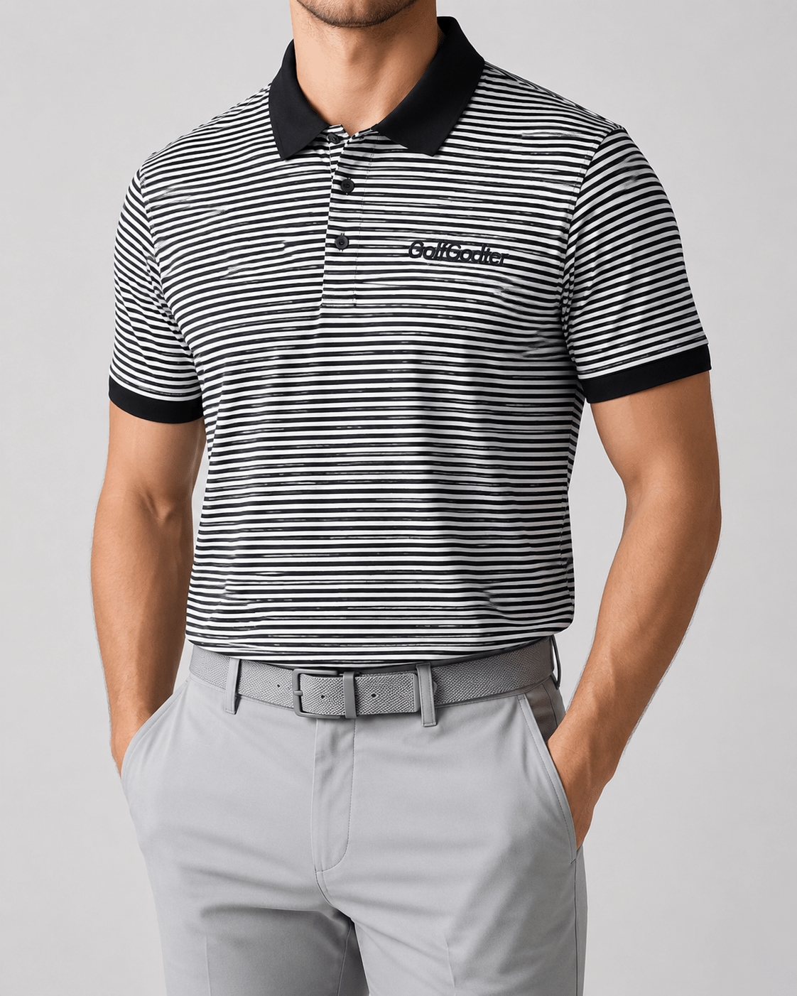 Back Nine Stripe Golfpolo – Sort/Hvid - GolfGodter ApS