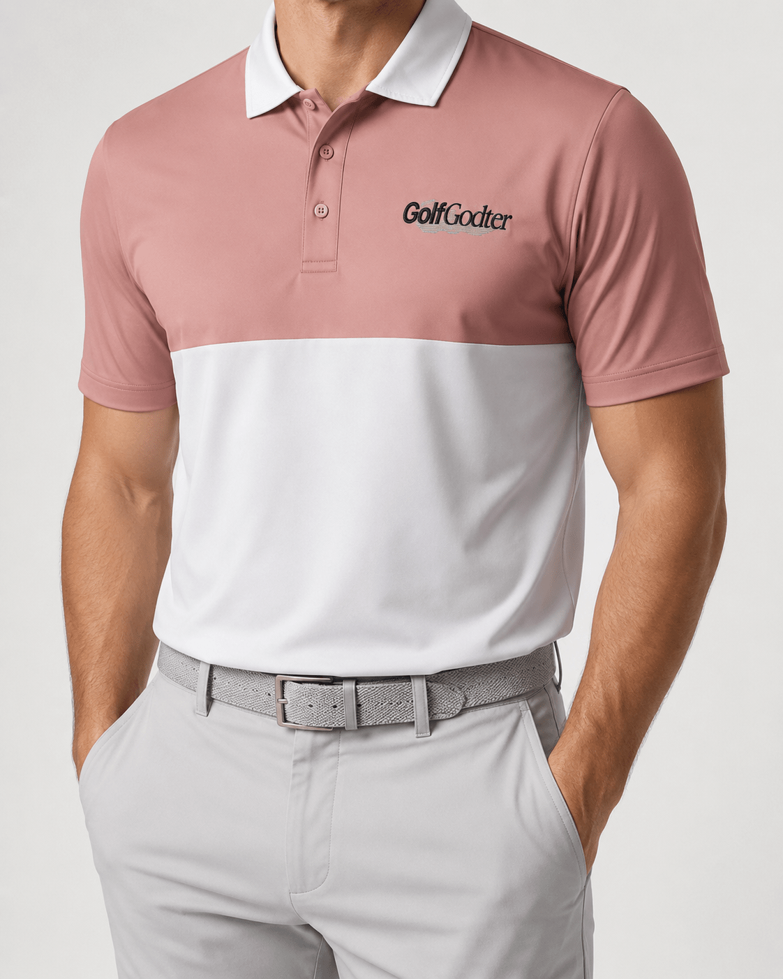 Clubhouse Block Golfpolo – Støvet Rosa/Hvid - GolfGodter ApS