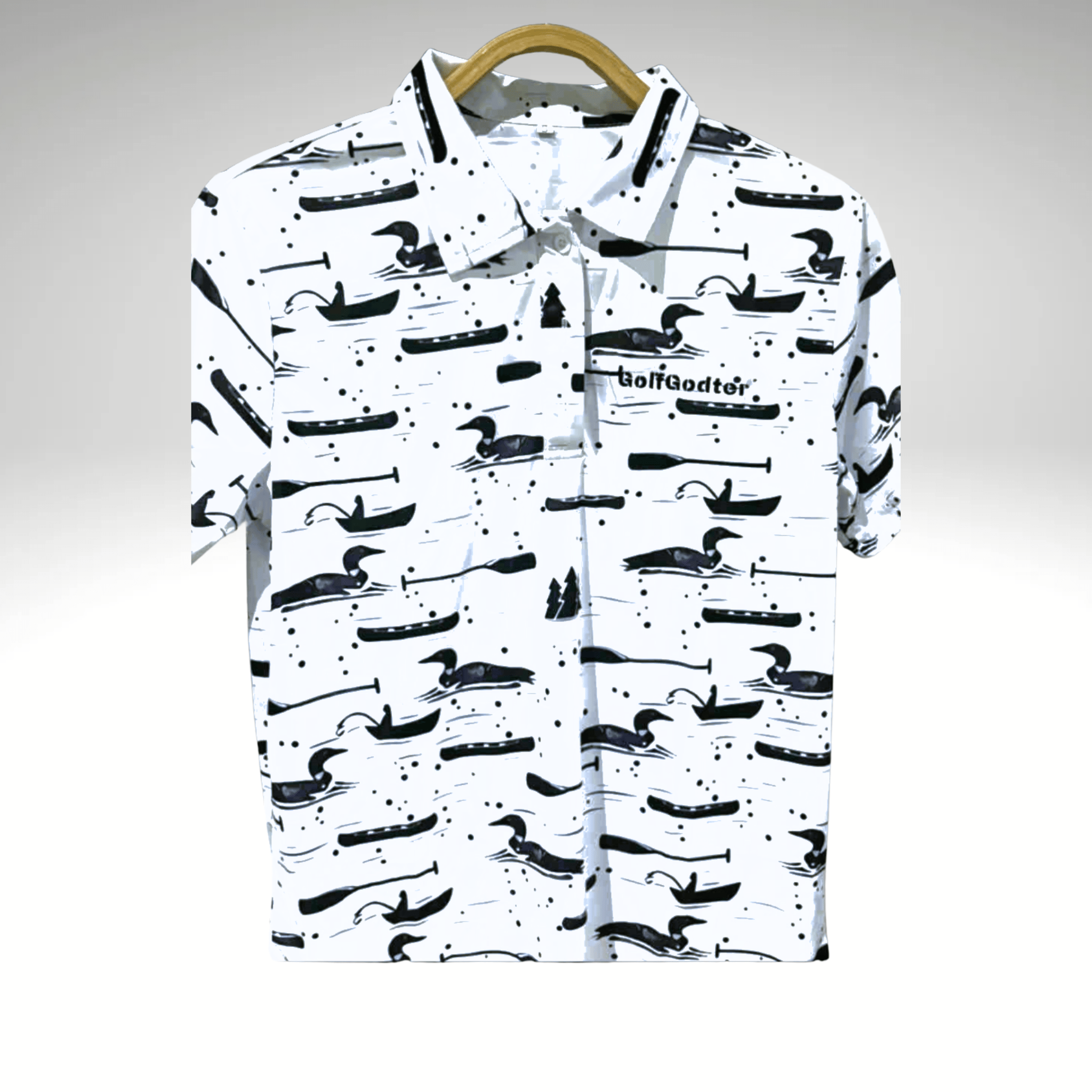 Sort - Hvid Elegant Print Golfpolo – Dame - GolfGodter ApS