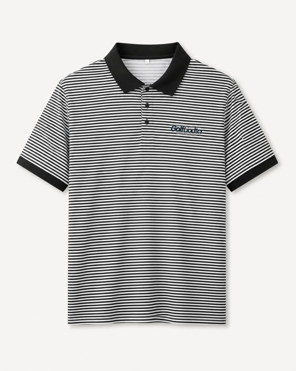 Back Nine Stripe Golfpolo – Sort/Hvid