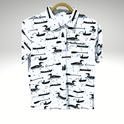 Sort - Hvid Elegant Print Golfpolo – Dame - GolfGodter ApS