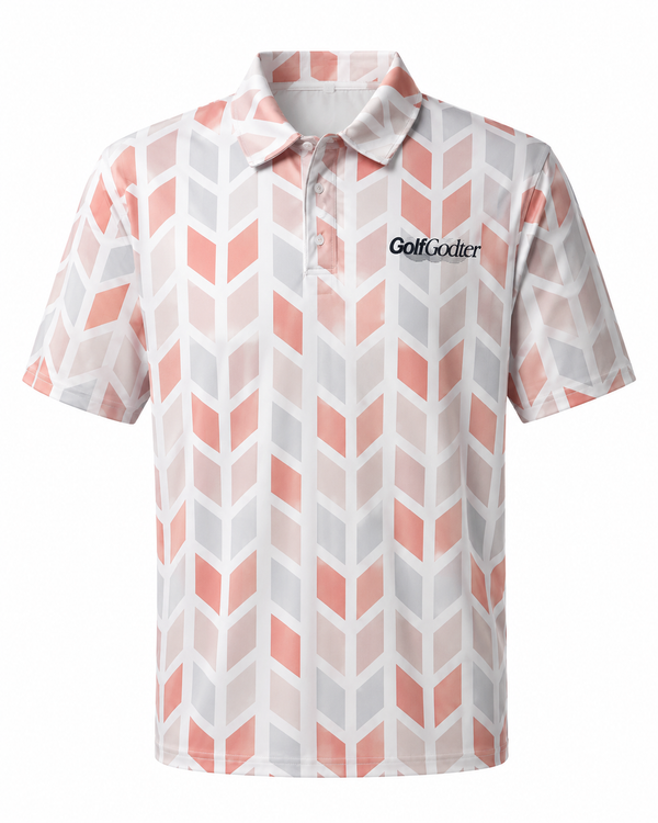 Sunset Pattern Golfpolo – Rosa